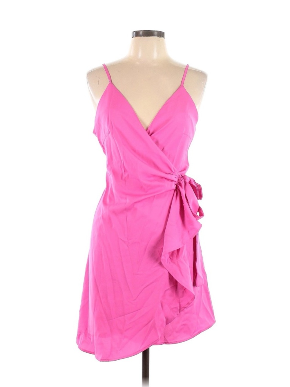 Cupshe Hot Pink Spaghetti Strap Wrap Mini Dress